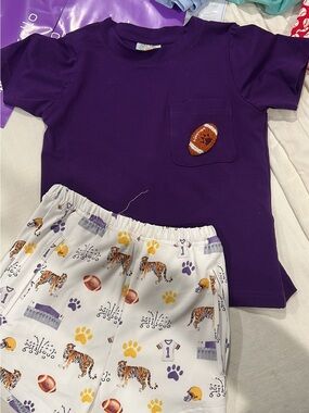 Kids Purple Football Pocket Pajama Set